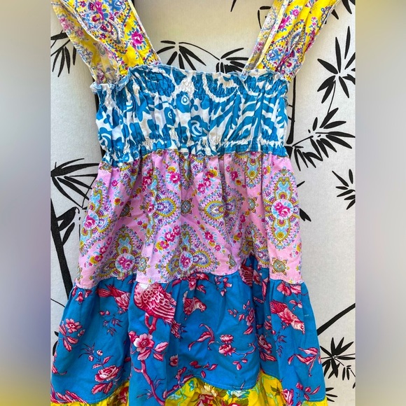 Palm Tree Princess Girls floral Dress 7 tiered elastic 100% cotton - Picture 2 of 6